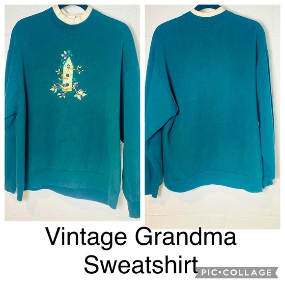 VTG Hunter Green Large Grandmacore Sweatshirt - Picture 2 of 3